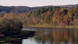 Drifting Up the Connecticut River  - Aerial View - Vermont,  Windsor County,  United States Stock Footage