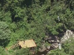 WS AERIAL TS View of person who has just bungee jumping / Nelspruit, Mpumalanga, South Africa Stock Footage