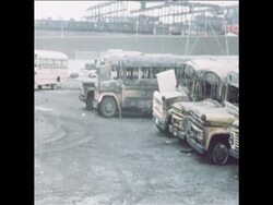 SYND1/9/71 SCHOOL BUSSES DESTROYED IN EXPLOSION IN PONTIAC, MICHIGAN News Clip