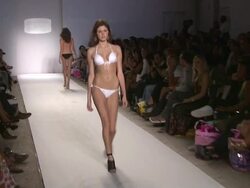 Models walk the runway during the Perfect Tan Bikini swimwear 2012 show Stock Footage