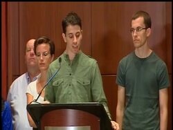 Declaring that they were detained because of their nationality, not their actions, two Americans held for more than two years in an Iranian prison came home Sunday, ending a diplomatic and personal ordeal with a sharp rebuke of the country that had imprisoned them after they hiked over the border from Iraq. News Clip