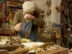 HD DOLLY: Old Fashion Carpentry Stock Footage