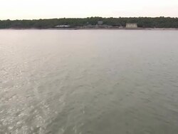 WS AERIAL View of Empty auditorium, fort raleigh and roanoke Gardens with lake / North Carolina, United States Stock Footage