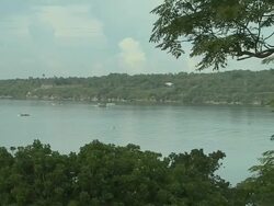 Pull Back Shot Reveal Seat to Blood Compact Statue Tagbilaran Bohol Philippines Stock Footage