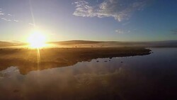 Wilderness aerial view at lake Stock Footage