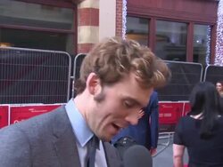 INTERVIEW - Sam Claflin on Philip Seymour Hoffman at 'The Quiet Ones' UK film premiere at Odeon Leicester Square on April 1, 2014 in London, England. Stock Footage