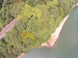 Aerial footage of a man made lake Stock Footage