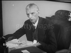 1947: WS Parliament House, National Assembly building, VS First Governor-General of Pakistan Muhammad Ali Jinnah (1876-1948) sitting at conference table meeting. 1950: U.S. VISIT: VS First Prime Minister of Pakistan Liaquat Ali Kahn (1895-1951). Instructional Video