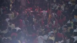 A massive crowd dances and celebrates during India's Diwali festival. Stock Footage