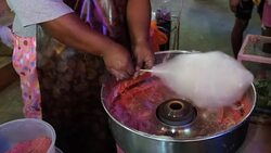 Cotton candy street food market in thailand Stock Footage