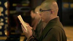 Monk ceremony in temple Stock Footage