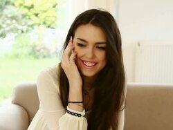 Phone conversation girl. Stock Footage