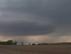 Forked lightning under supercell storm daytime, WA, USA Stock Footage