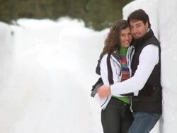 Couple on a winter day Stock Footage
