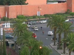 MS Shot of traffic moving at intersection in city / Marrakech, Tensift, Morocco  Stock Footage
