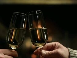 HD DOLLY: Couple Toasting Champagne Stock Footage
