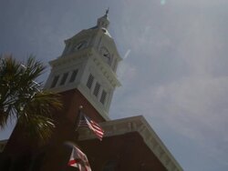 White Clock Tower Stock Footage