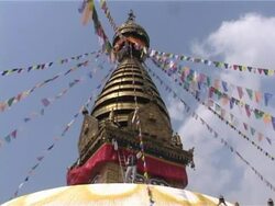 Roof of Swayambhunath Stupa, Kathmandu Stock Footage