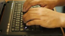 Women's hands typing on keyboard  computer Stock Footage
