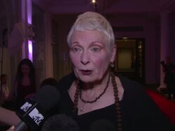 INTERVIEW - Vivienne Westwood on the independence vote, property prices and capitalism at the Scottish Fashion Awards 2014 on 1st September 2014 in London, England. Stock Footage