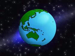 Cartoon spinning globe on a starfield background Stock Footage