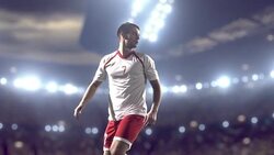 Soccer player makes a kick Stock Footage