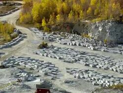MS AERIAL ZI ZO View of Rock of Ages Quarry / Vermont, United States Stock Footage