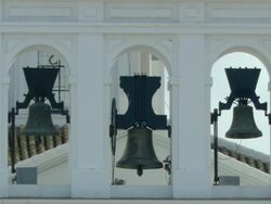 MS  View of church bells / DoÃ­Â±ana National Park, Huelva & Sevilla, Spain Stock Footage