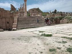 The Greco-Roman ruins in the Jordanian city of Jerash Stock Footage