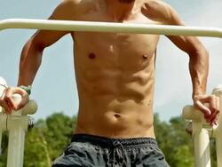 Man exercising abdominal muscles. Stock Footage