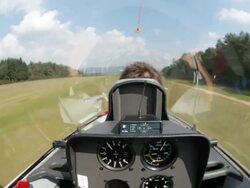 MS POV ZI ZO Man take off sailplane / Konz-Koenen, Saar-Valley, Rhineland-Palatinate, Germany Stock Footage