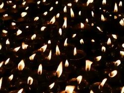 Candles at temple in Kathmandu, Nepal Stock Footage