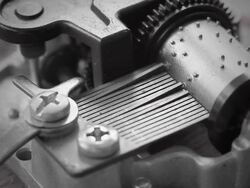 Close up of a musical box comb. Stock Footage