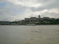 Buda Castle over the Danube - long shot Stock Footage