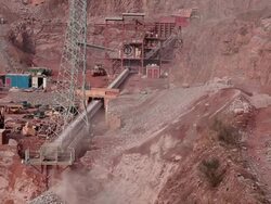 WS View of machinery working for releasing stone  in quarry / Taben-Rodt, Hesse, Germany Stock Footage