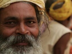 Portrait of a sage smiling, Rishikesh, Uttarakhand, India Stock Footage