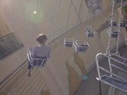 Girl On Chairoplane Super Slow Motion Stock Footage
