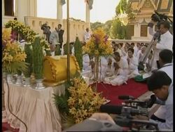 King with monks ahead of coronation News Clip
