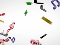 Flying 3D Musical Notes - Coloured On White (Full HD) Stock Footage