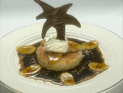 A chocolate coconut banana dessert Stock Footage