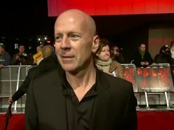 INTERVIEW Bruce Willis on Helen Mirren, 'Call The Cops', Jake Gyllenhall, TV having three channels when was younger, his movie mistakes at the Red UK Premiere at London England. (Footage by WireImage Video/GettyImages) Stock Footage