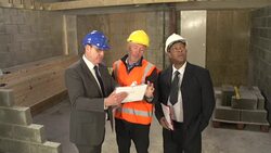 Architect & Builder using Digital Tablet on Construction Site Stock Footage