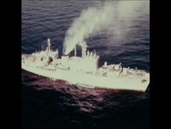 SYND 17-11-73 AIRVIEW OF SOVIET SHIPS (approximate date) News Clip