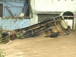 Destroyed Vehicle In Deadly Flood Waters In Manila Philippines Stock Footage