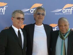 David Foster, Andrea Bocelli, Quincy Jones at Alfred Mann Foundationâ€™s An Evening Under the Stars Stock Footage