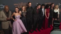 Samuel L. Jackson, Ella Purnell, Lauren McCrostie, Tim Burton, Asa Butterfield, Finlay MacMillan and Eva Green at 'Miss Peregrine's Home For Peculiar Children' New York Premiere Stock Footage