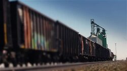 Freight Train Loading at Grain Elevator Stock Footage