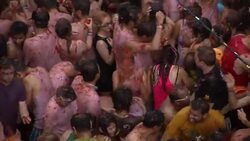 CLEAN : Revellers pay for Spains annual tomato News Clip