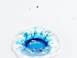 Drop of blue ink falling into water against white background, Slow motion Stock Footage