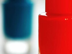 Macro bottles of nail varnish Stock Footage